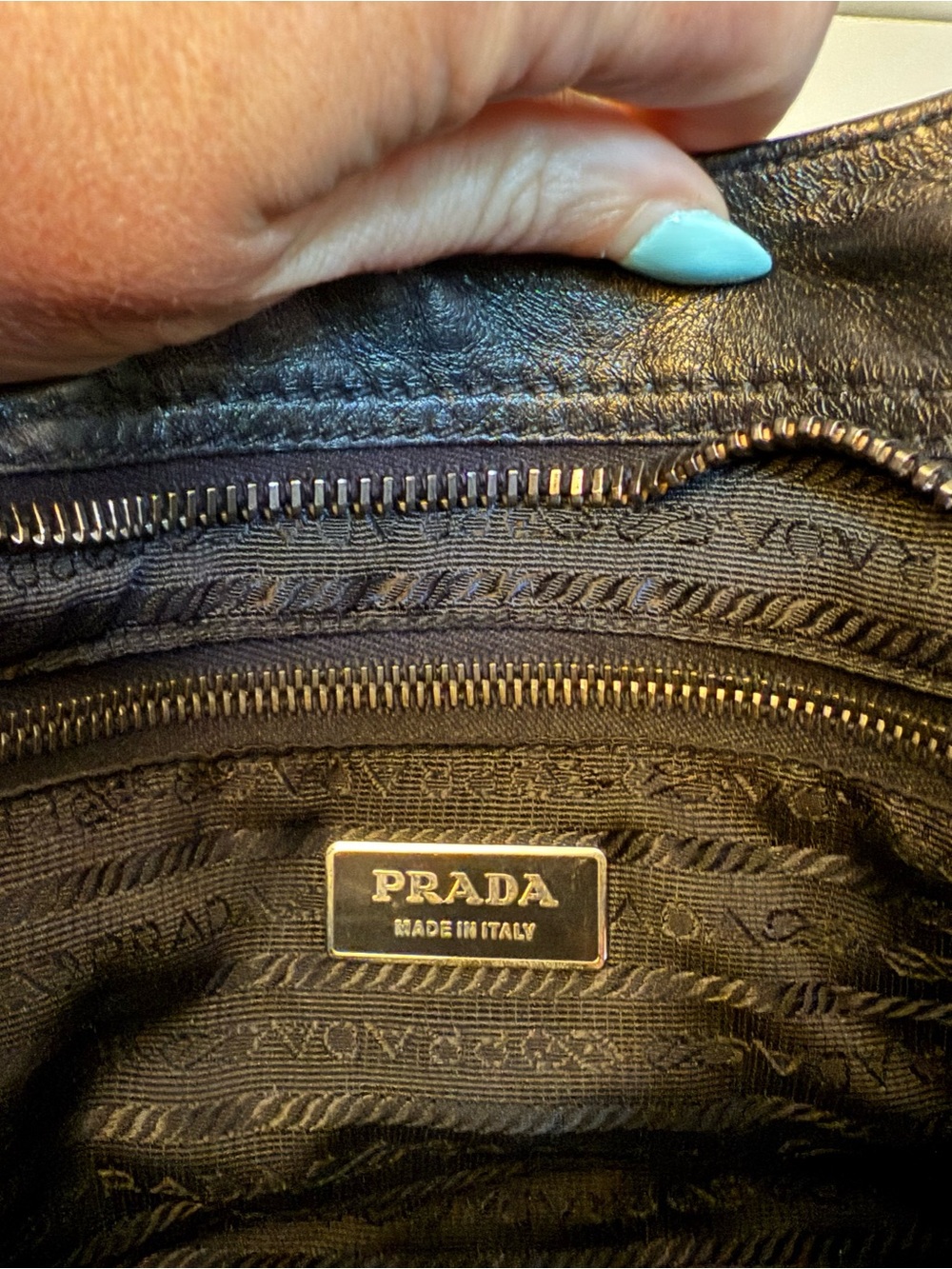 Prada Vintage Black Leather Flap Shoulder Bag Silver Hardware Authentic - Picture 8 of 11
